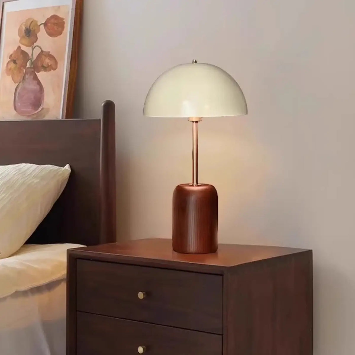 Lampe de chevet contemporaine, abat-jour blanc en tissu
