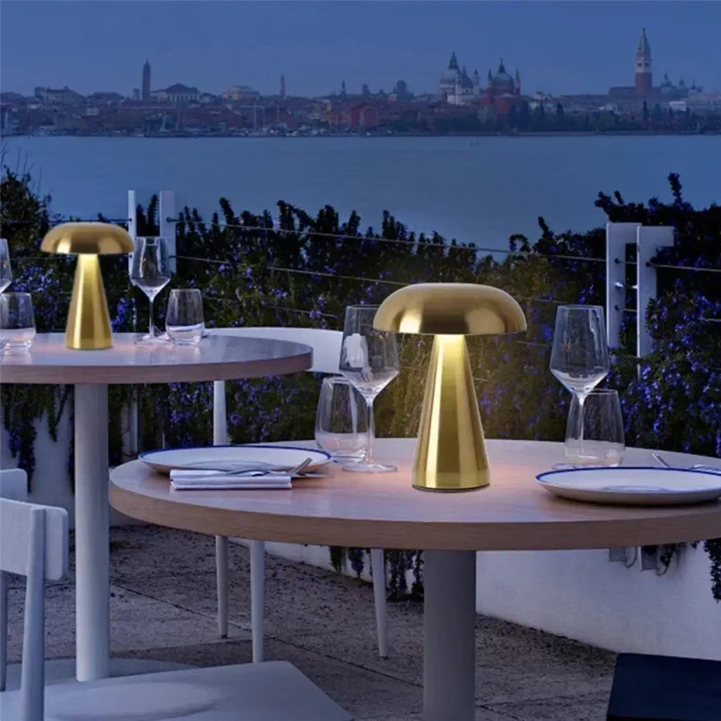 Lampe champignon moderne, finition dorée ou argentée