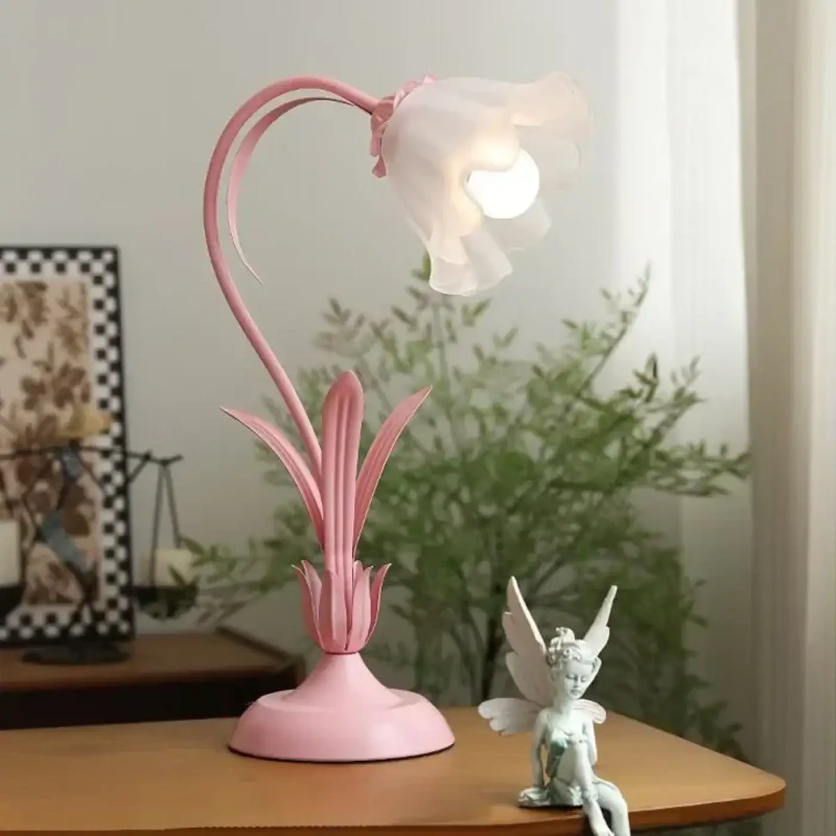 Lampe de table en forme de fleur, rose ou verte