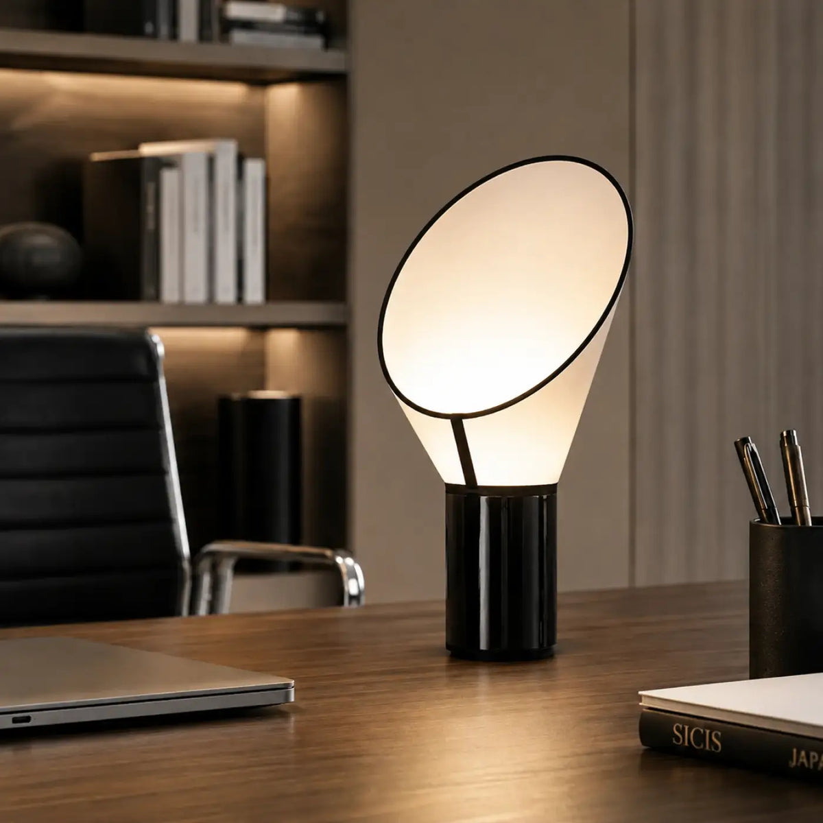 Lampe de chevet géométrique à lumière tamisée, blanc ou noir, noir