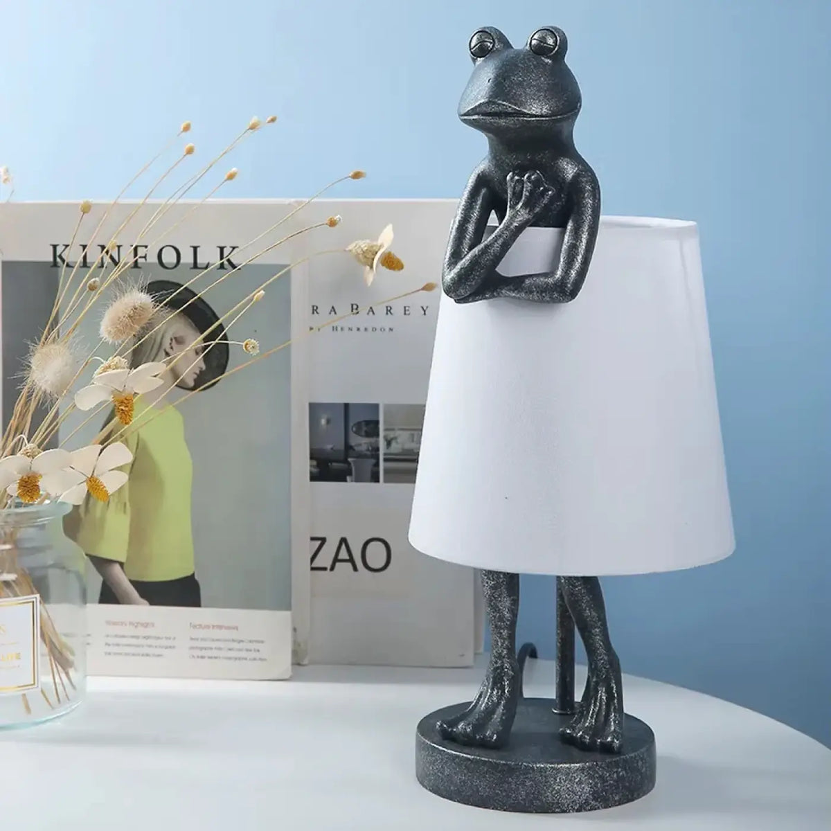 Lampe grenouille à abat-jour, dorée ou noire, noir
