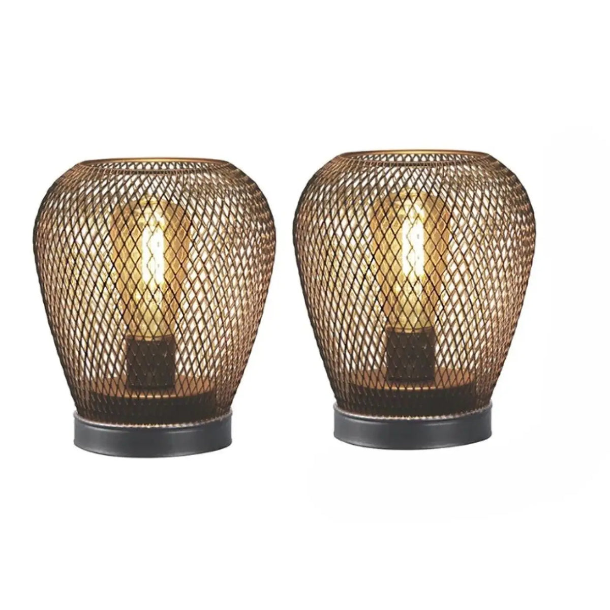 Lampe de table en métal tressé, ampoule apparente