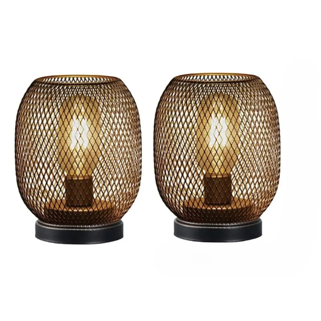 Lampe de table en métal tressé, ampoule apparente