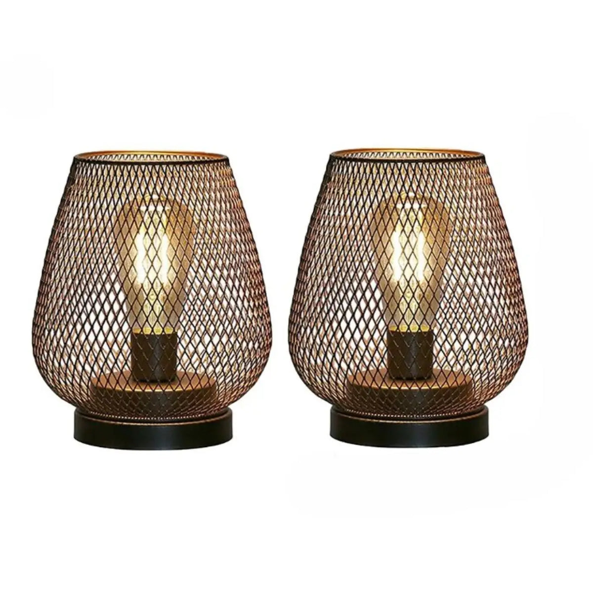Lampe de table en métal tressé, ampoule apparente