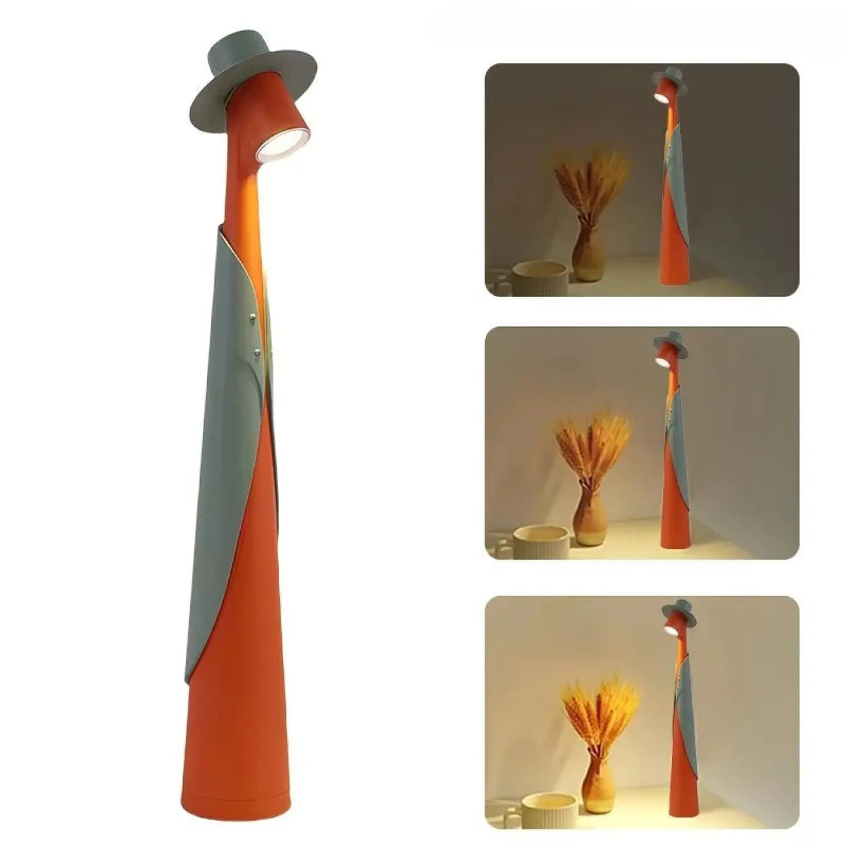 Lampe de table design à abat-jour chapeau, cinq coloris, orange