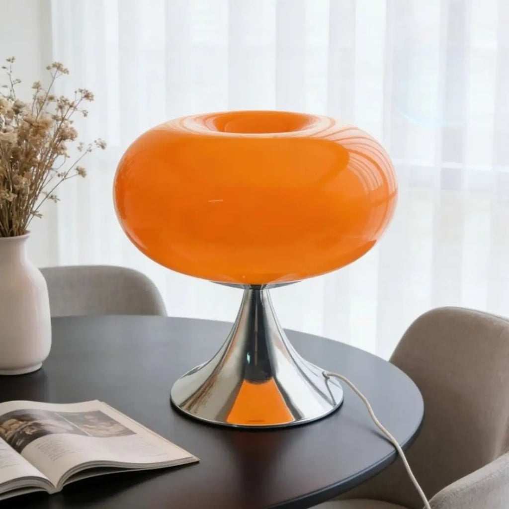 Lampe à poser rétro, diffuseur en verre arrondi, cinq coloris