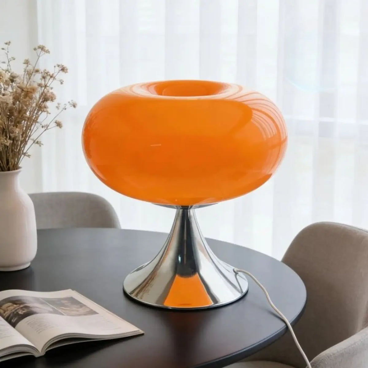 Lampe à poser rétro, diffuseur en verre arrondi, cinq coloris