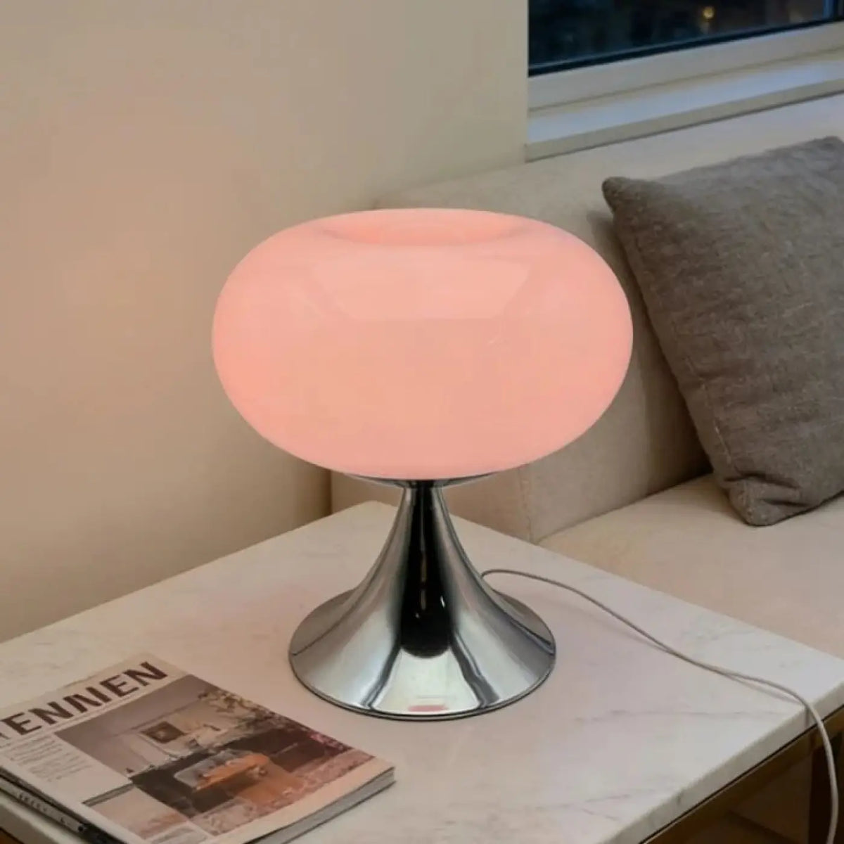 Lampe à poser rétro, diffuseur en verre arrondi, cinq coloris