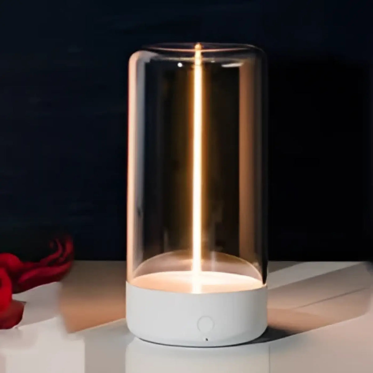 Lampe de table en verre à filament doré ajustable, blanc