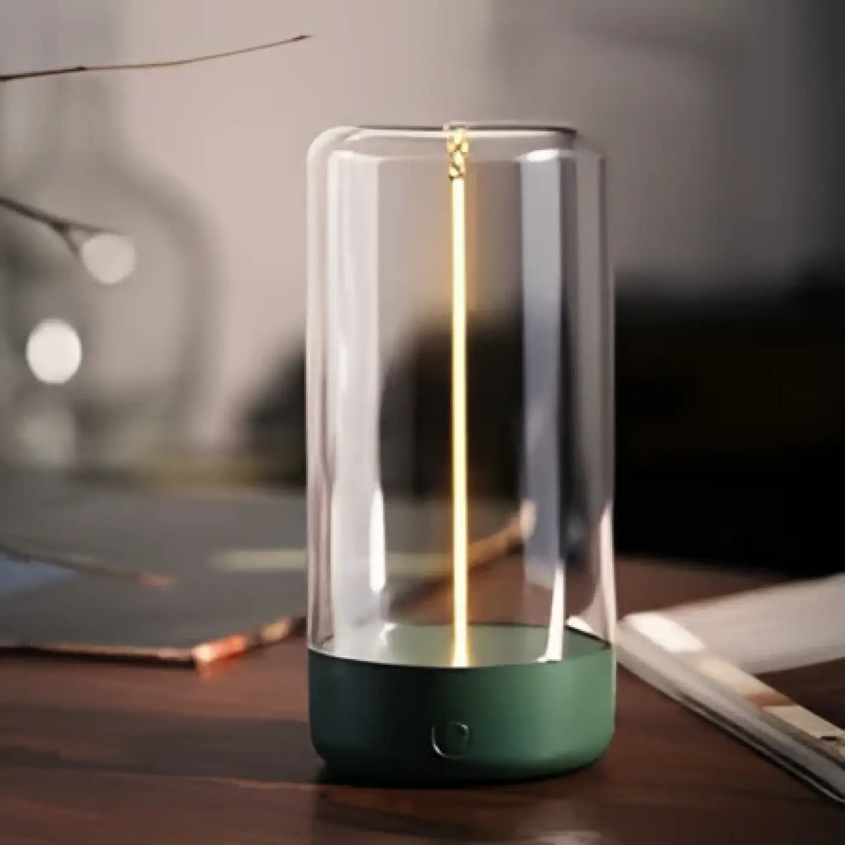 Lampe de table en verre à filament doré ajustable, vert
