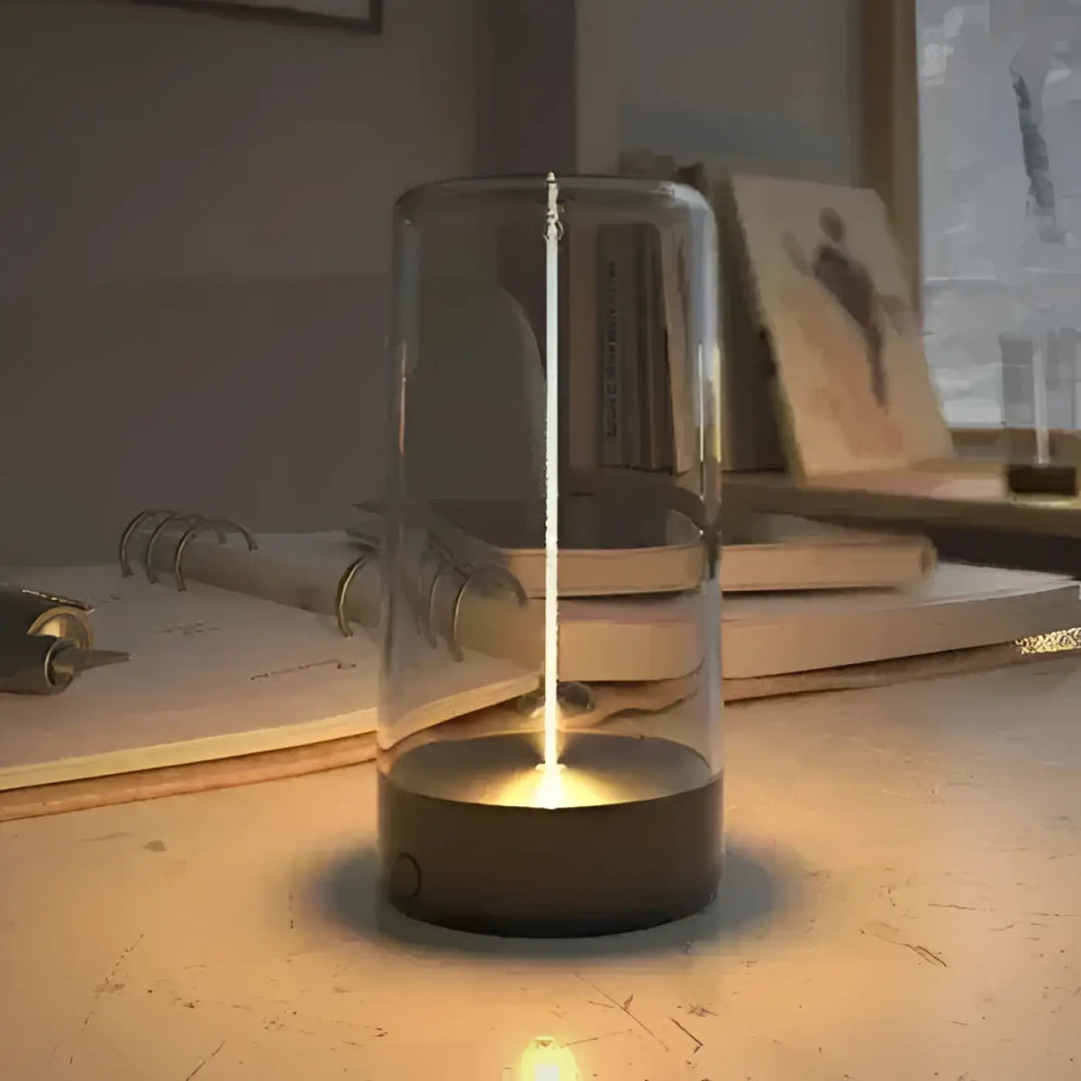 Lampe de table en verre à filament doré ajustable, noir