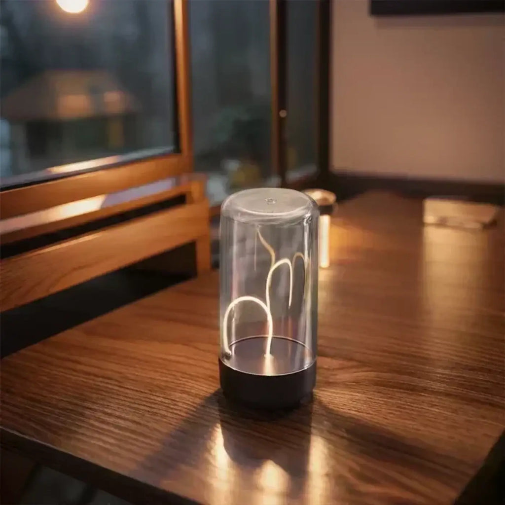 Lampe de table en verre à filament doré ajustable