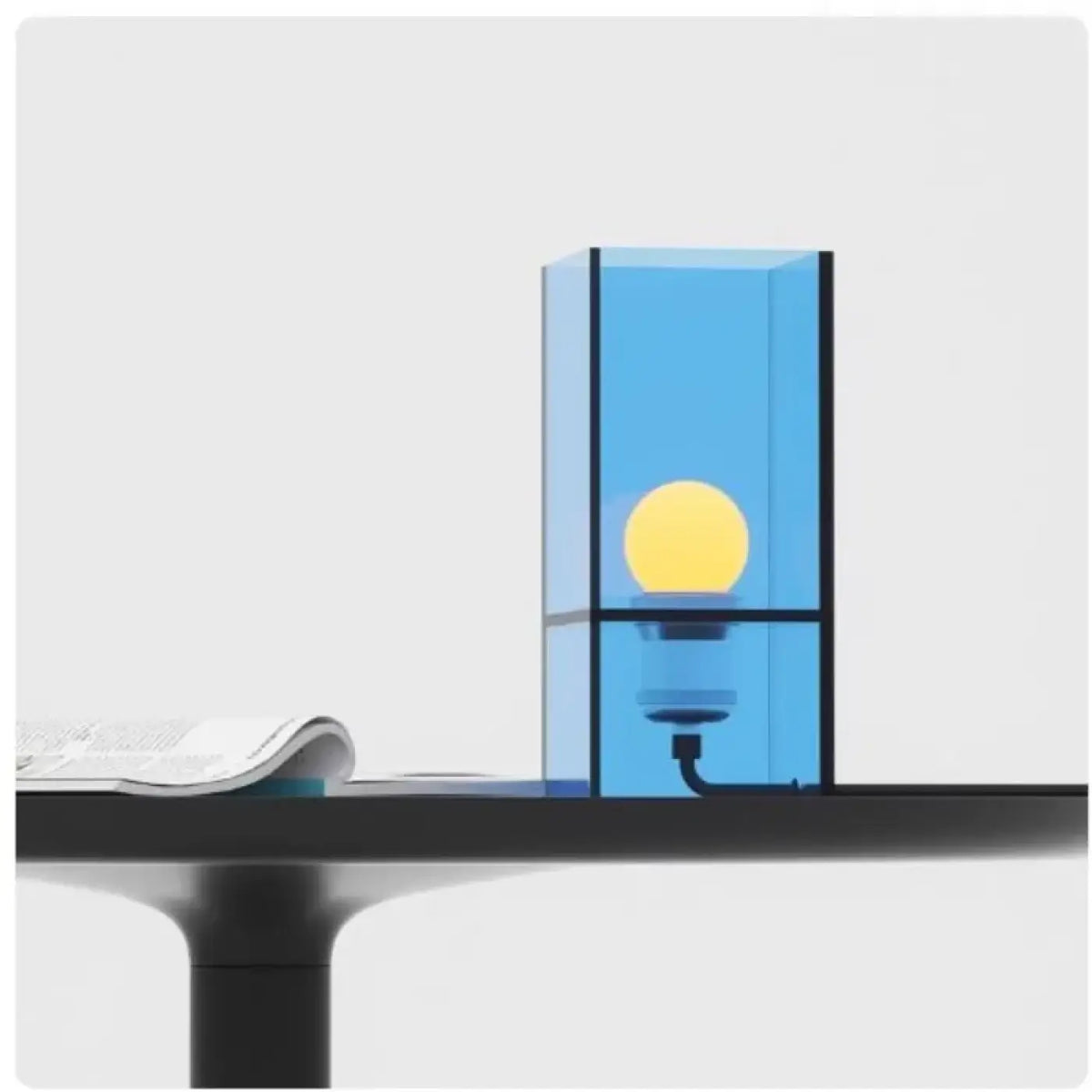 Lampe à poser en verre fumé et lumière sphérique, deux tailles, bleu