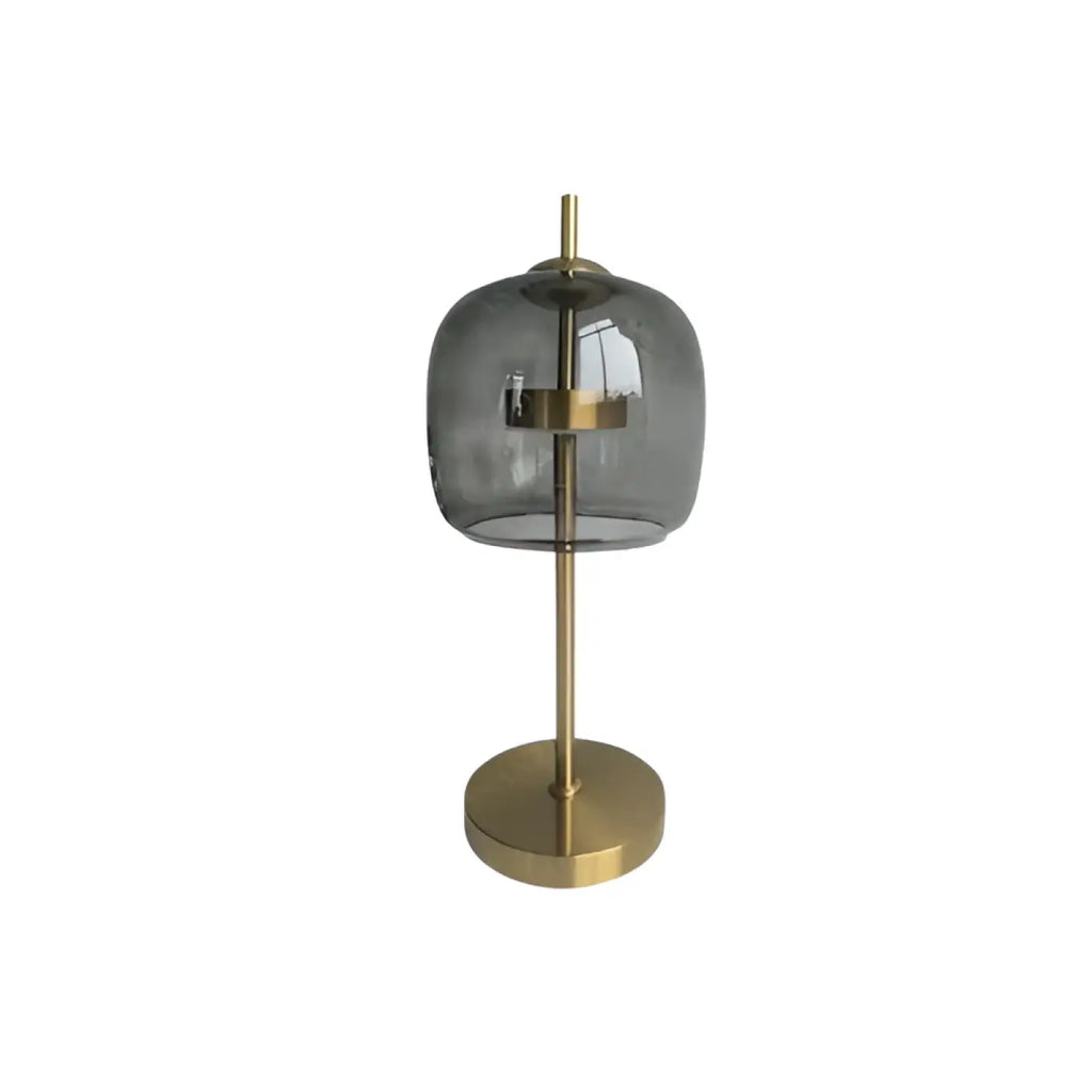 Lampe à poser globe de verre et métal doré, tailles S ou M, gris