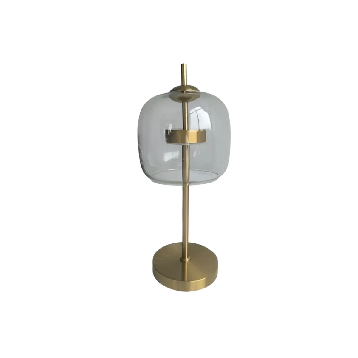Lampe à poser globe de verre et métal doré, tailles S ou M, transparent