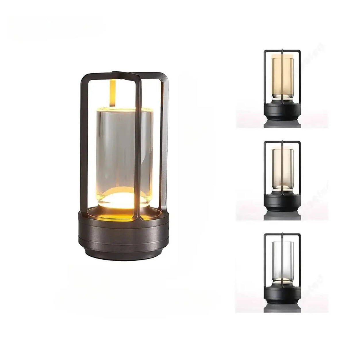 Lampe de table sans fil à structure métallique, deux modèles, noir