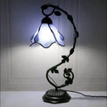 Lampe fleur à poser en verre dépoli, bleu ou rose, bleu