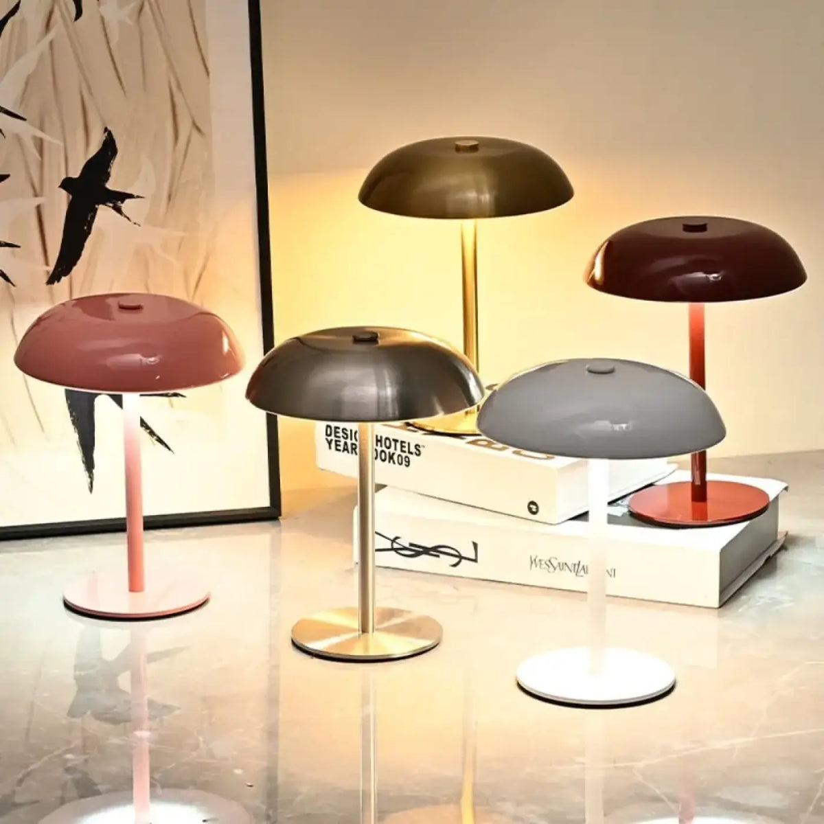 Lampe de chevet tactile aux courbes douces, six coloris