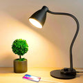 Lampe de table à bras flexible, lumière réglable, noir ou blanc, noir