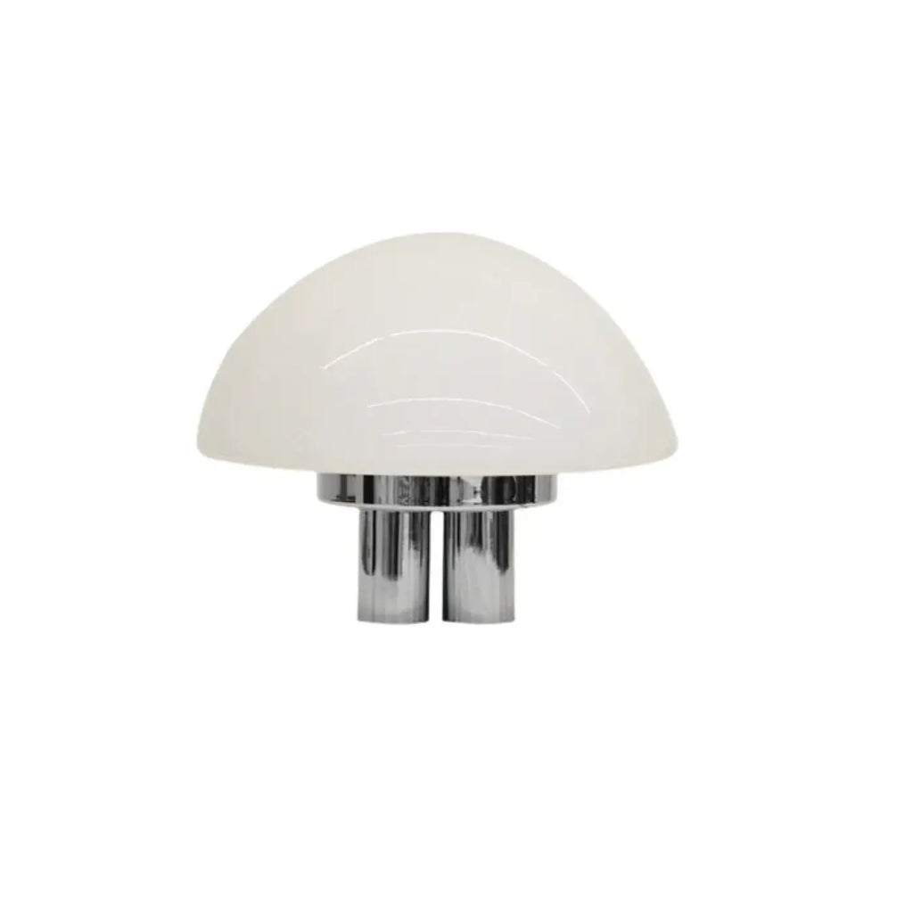 Lampe à poser épurée, abat-jour blanc en tissu, base en métal