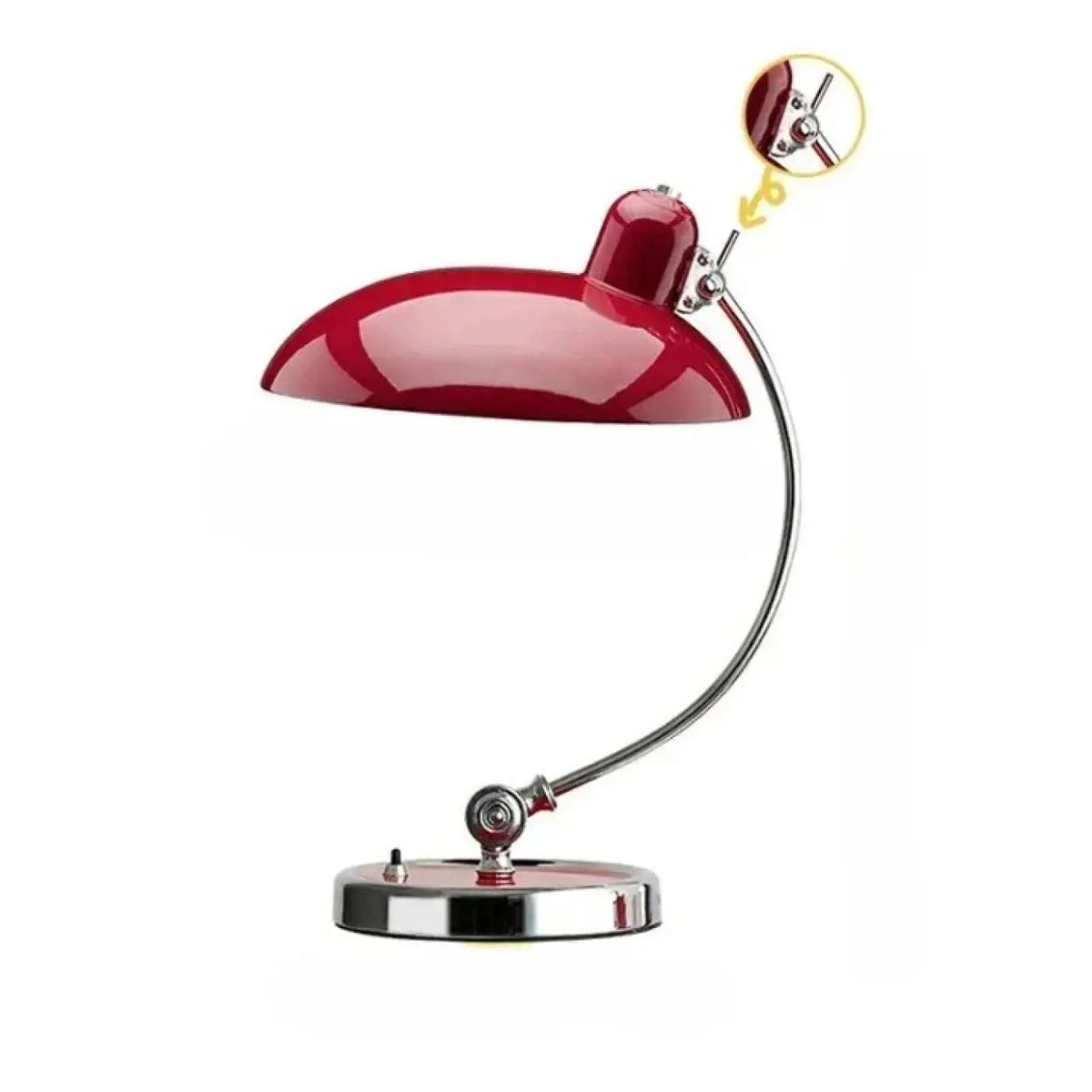 Lampe de table chromée à abat-jour orientable, quatre coloris, rouge