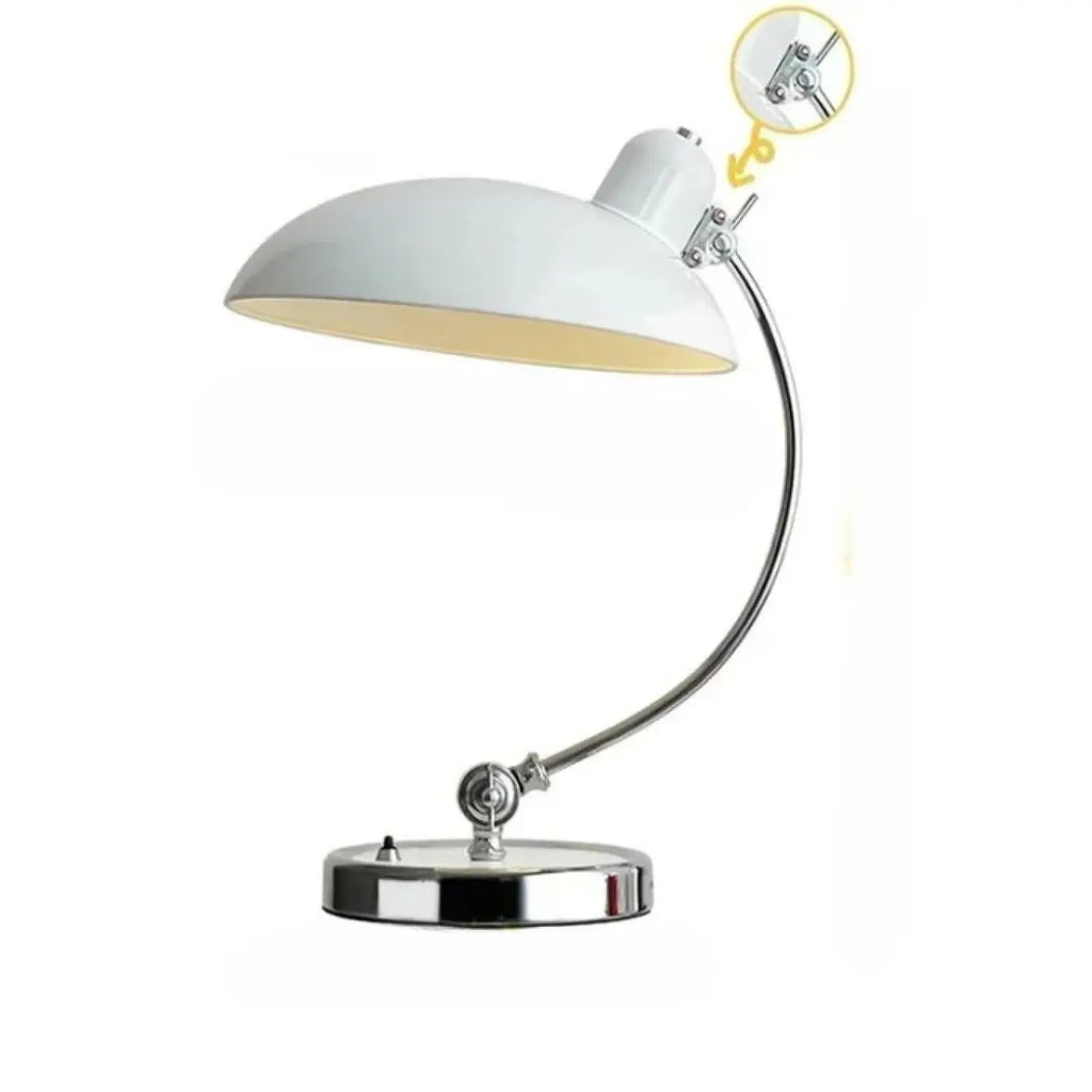 Lampe de table chromée à abat-jour orientable, quatre coloris, blanc