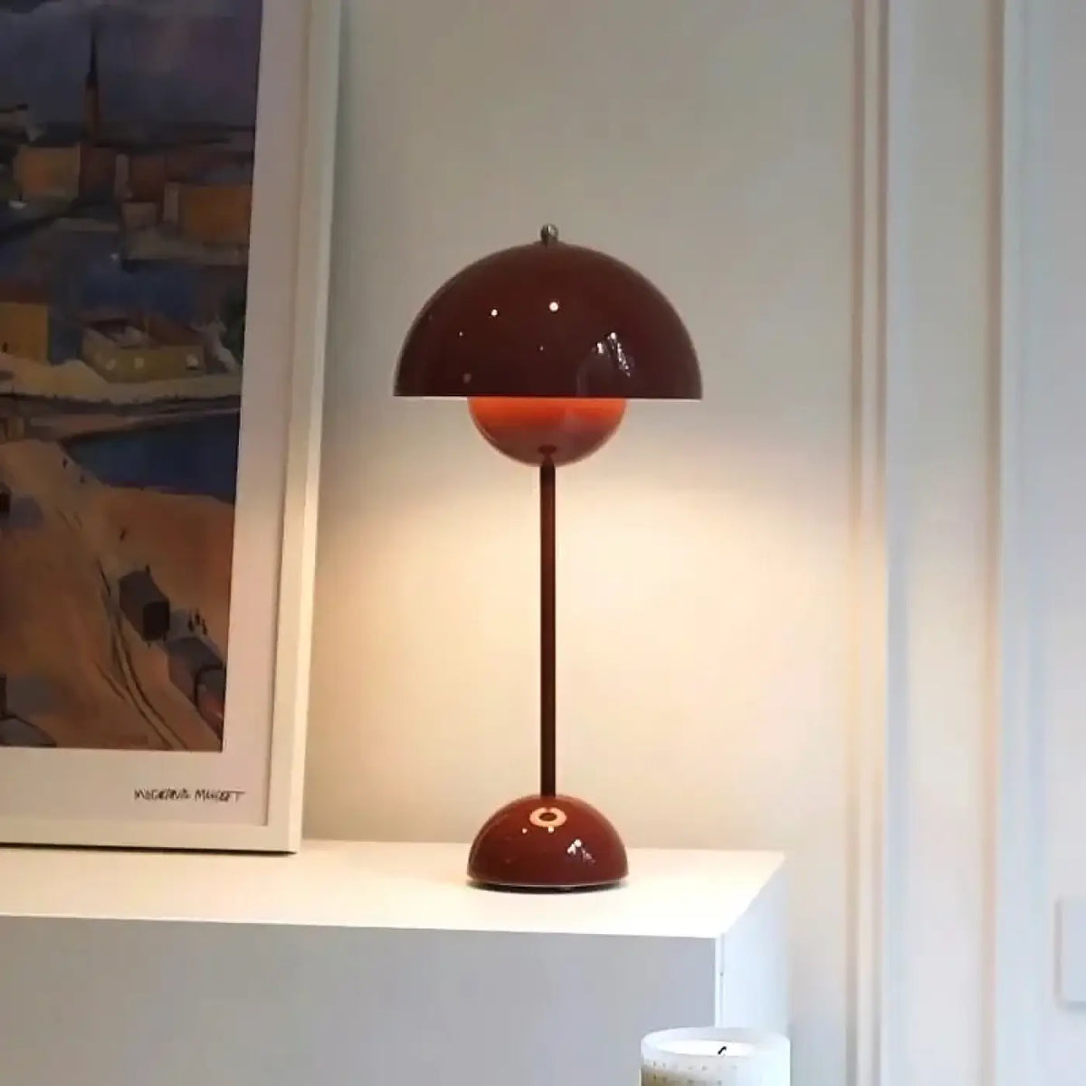 Lampe champignon minimaliste, cinq coloris, rouge