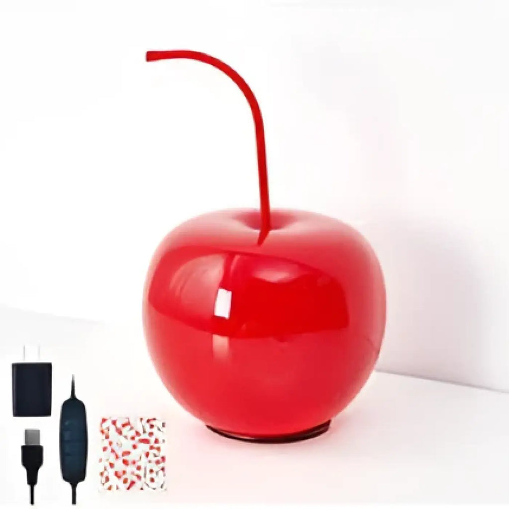 Lampe à poser en forme de cerise, finition brillante, rouge ou verte