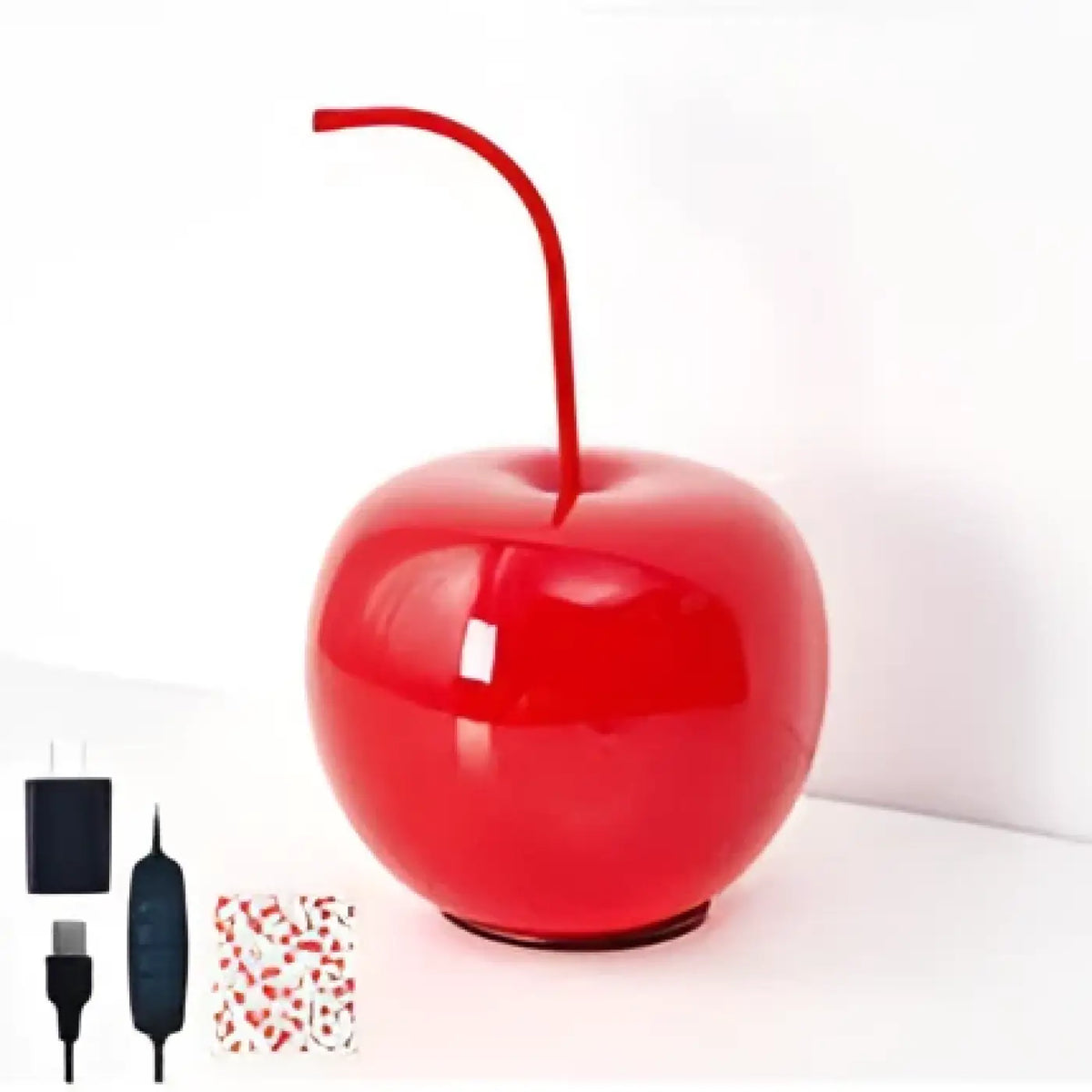 Lampe à poser en forme de cerise, finition brillante, rouge ou verte