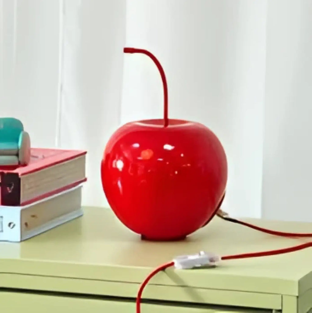 Lampe à poser en forme de cerise, finition brillante, rouge ou verte, rouge