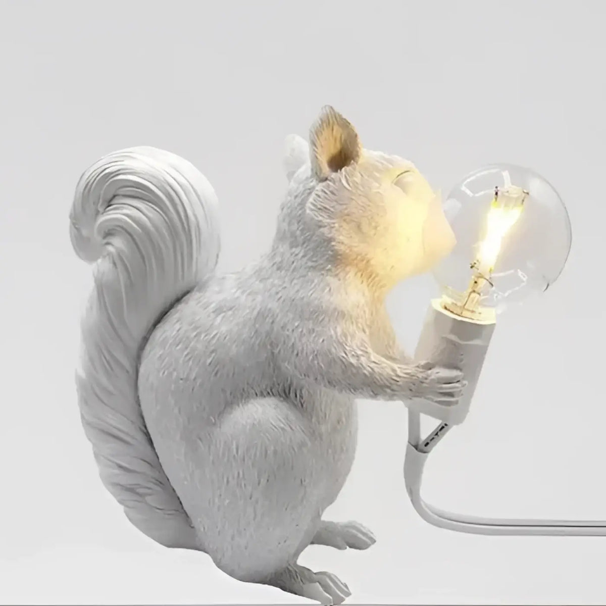 Lampe écureuil avec ampoule, noir, doré ou blanc, blanc