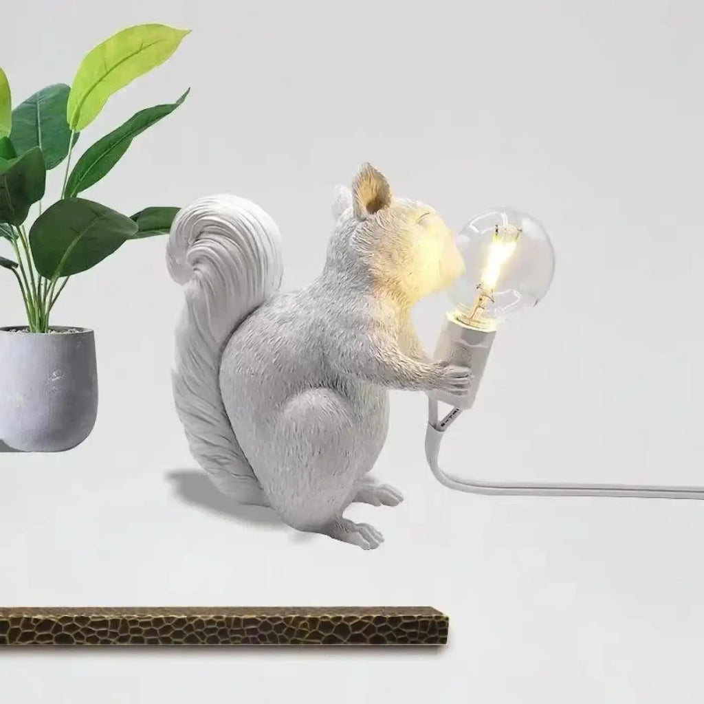 Lampe écureuil avec ampoule, noir, doré ou blanc