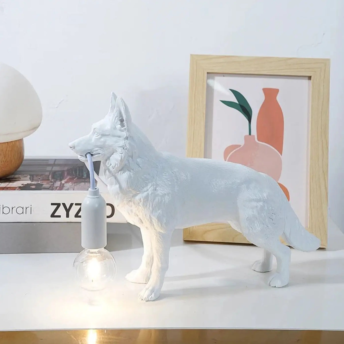 Lampe berger allemand, assis ou debout, blanc ou noir