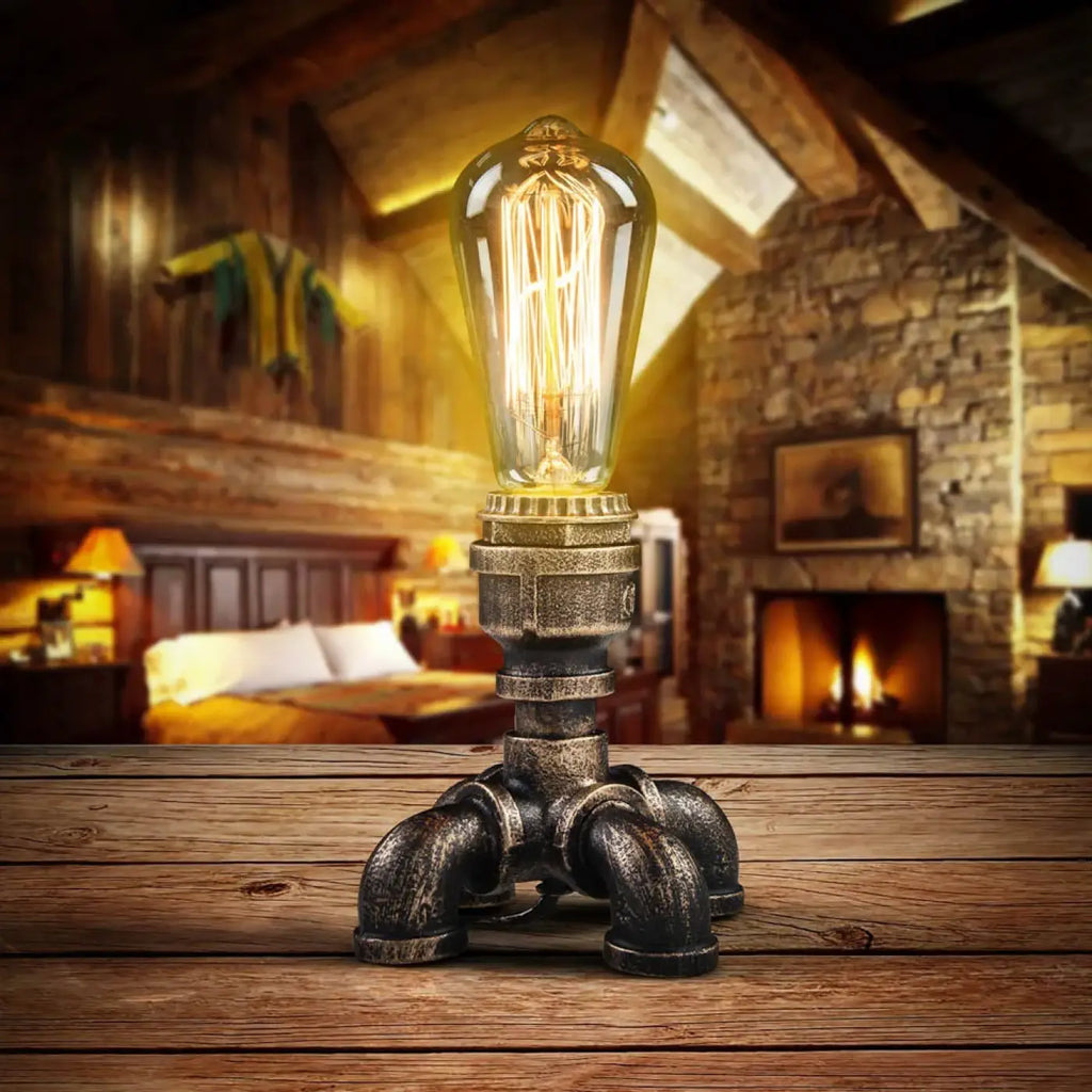 Lampe de table industrielle en métal, esprit atelier