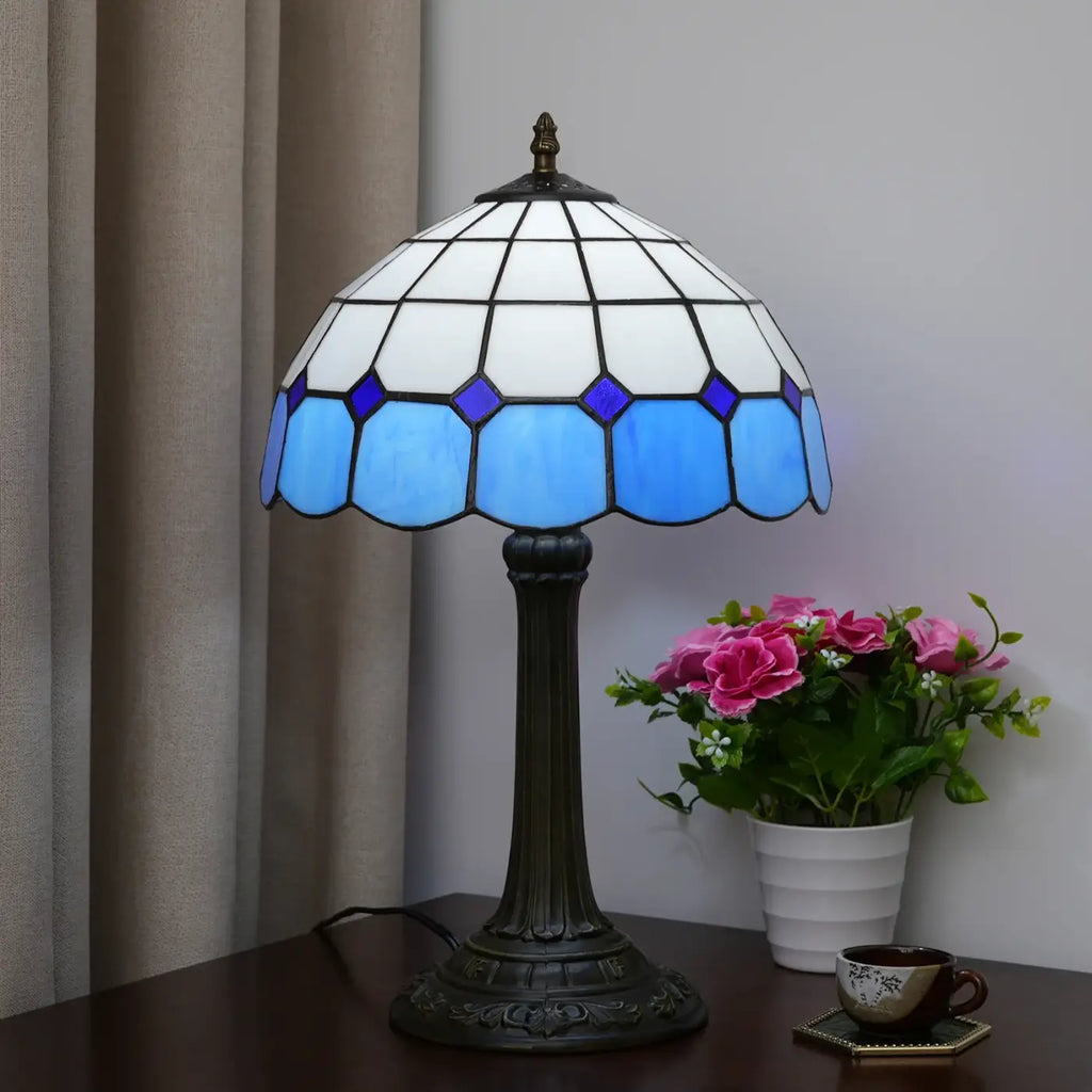 Lampe de table façon vitrail multicolore, huit modèles