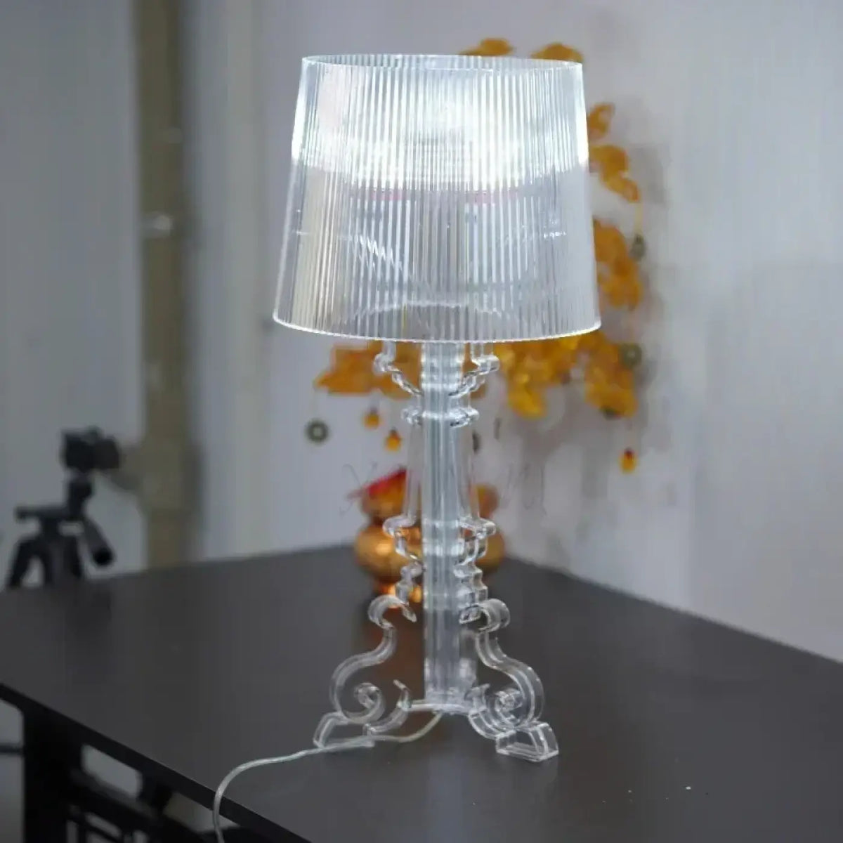 Lampe de table baroque moderne, transparente ou noire, transparent