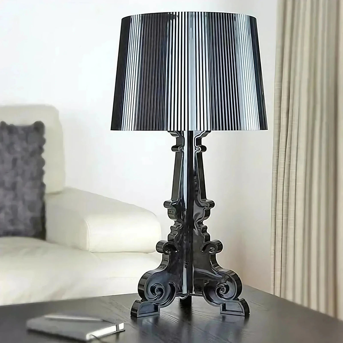 Lampe de table baroque moderne, transparente ou noire, noir