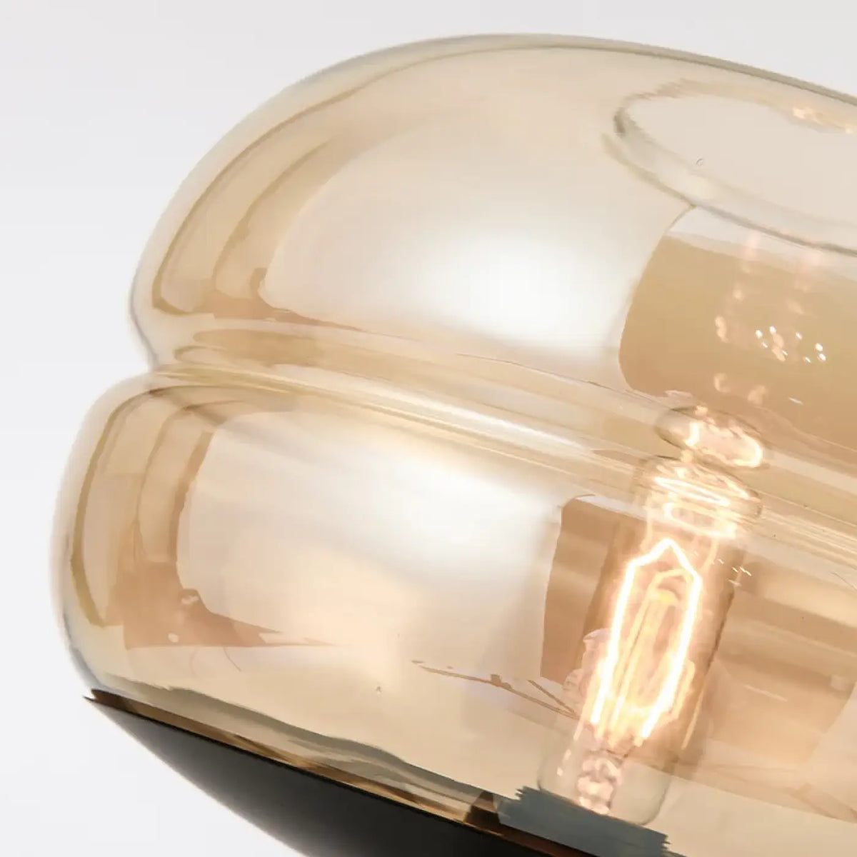 Lampe de table à trépied, abat-jour en verre fumé cognac ou gris