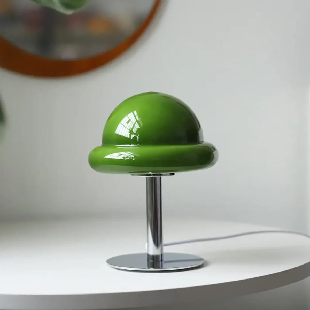 Lampe champignon en verre laqué, sept coloris, vert