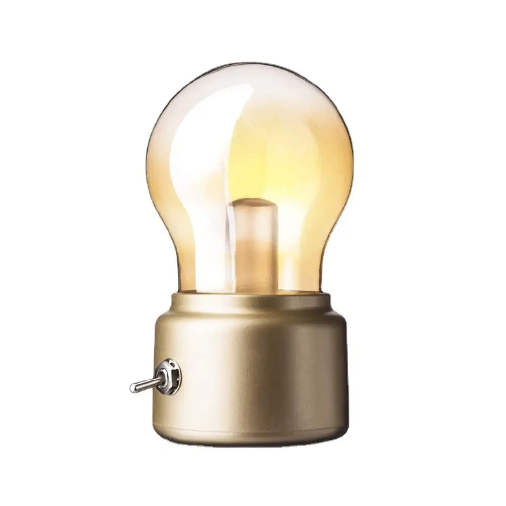 Lampe à poser rétro, ampoule sous cloche ambrée, dorée ou noire, doré