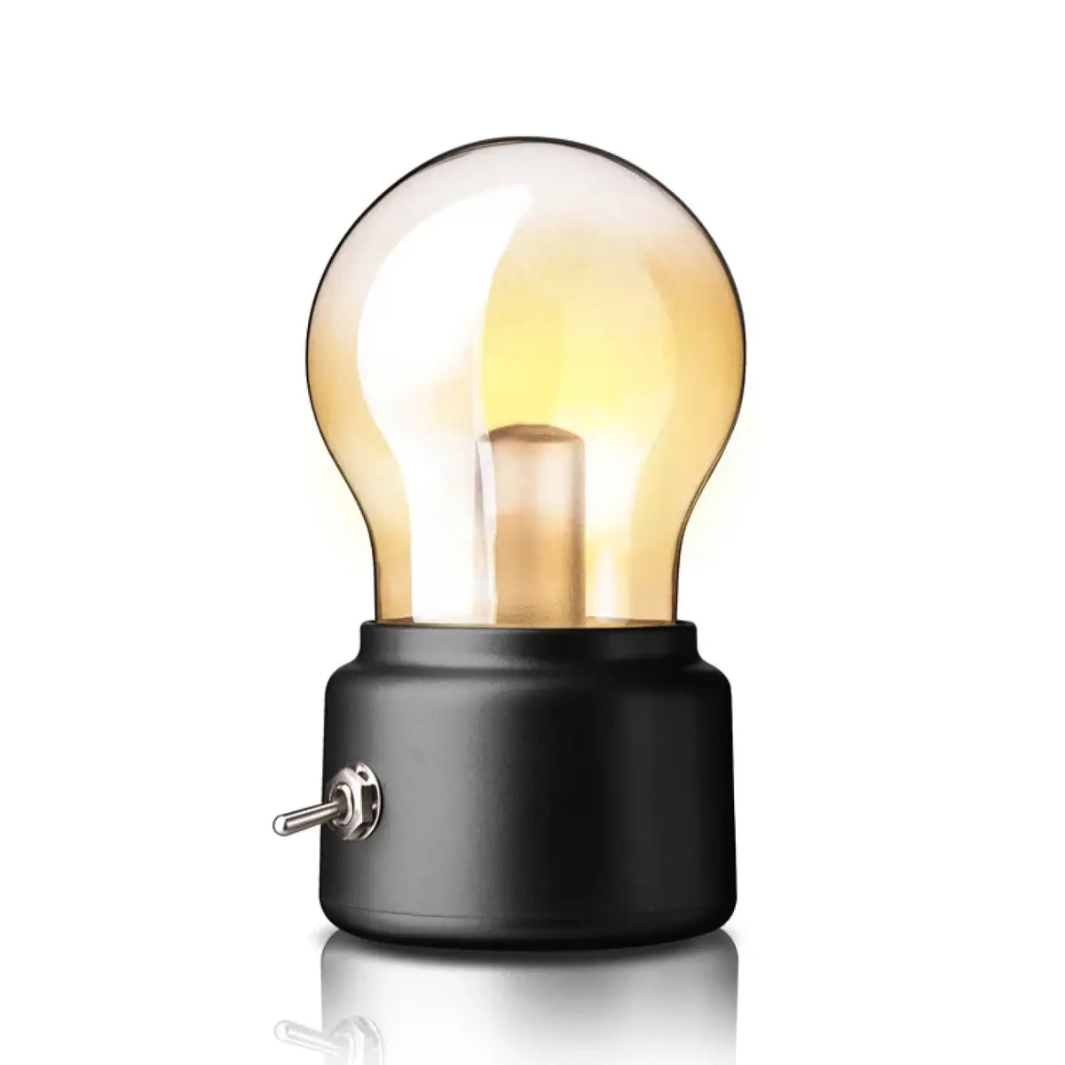 Lampe à poser rétro, ampoule sous cloche ambrée, dorée ou noire, noir