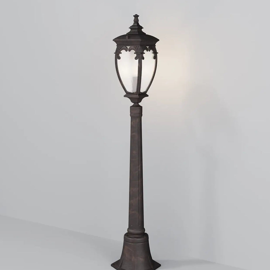 Lampadaire de jardin lanterne baroque en acier, 113 cm, noir