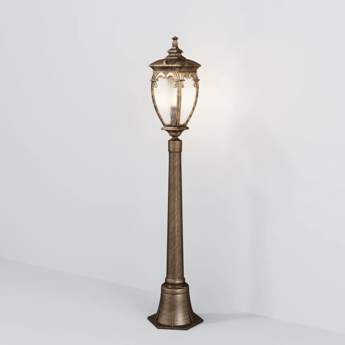 Lampadaire de jardin lanterne baroque en acier, 113 cm, doré