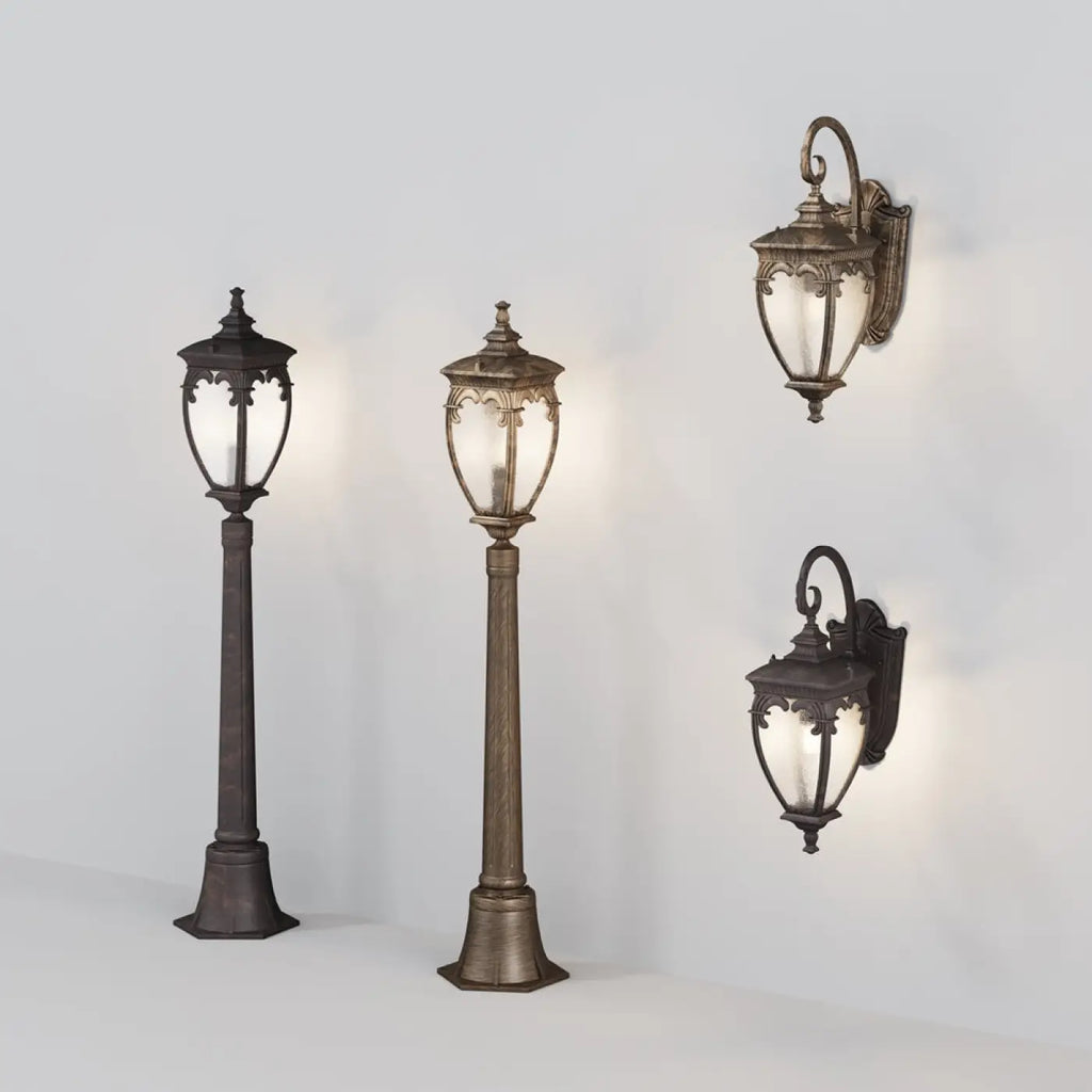 Lampadaire de jardin lanterne baroque en acier, 113 cm