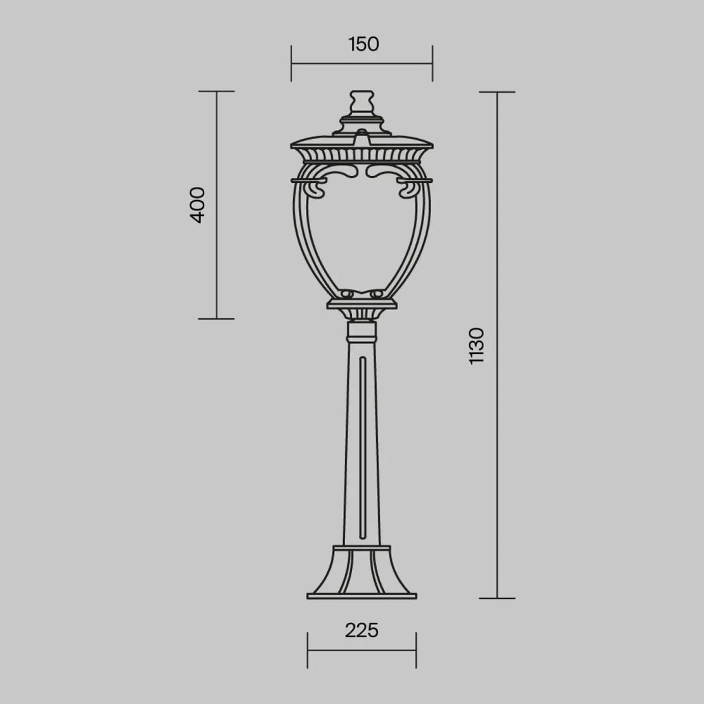 Lampadaire de jardin lanterne baroque en acier, 113 cm