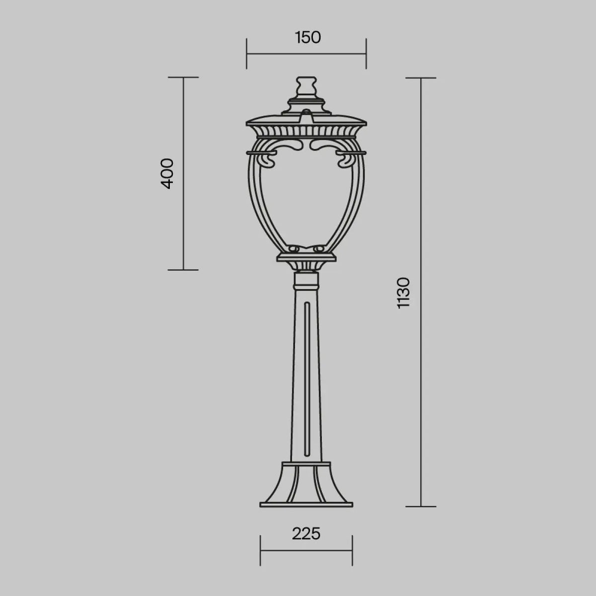 Lampadaire de jardin lanterne baroque en acier, 113 cm