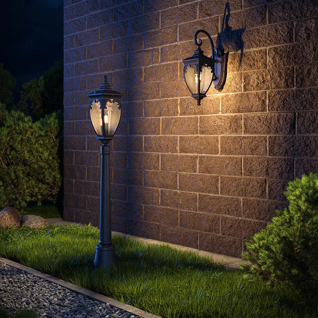 Lampadaire de jardin lanterne baroque en acier, 113 cm