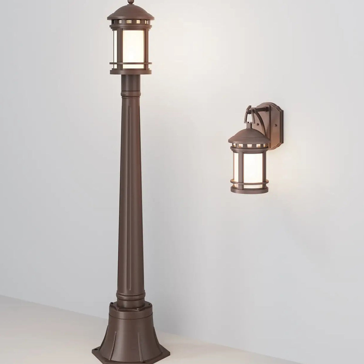 Lanterne extérieure sur pied en acier bronze, 105 cm, IP44