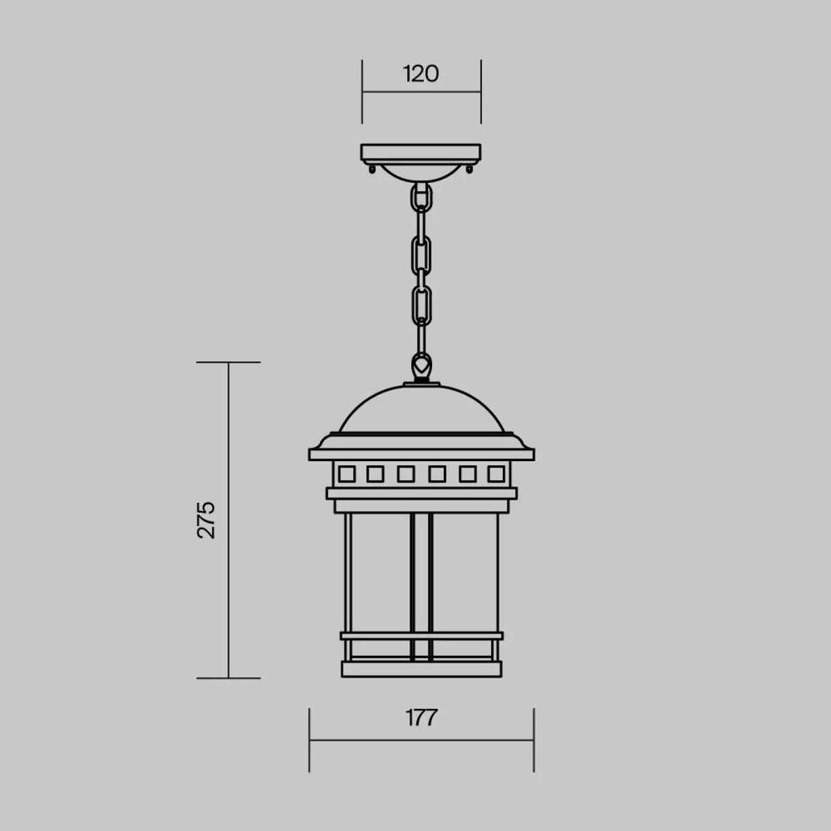 Lanterne suspendue d'extérieur en acier bronze, IP44, 27,5 cm
