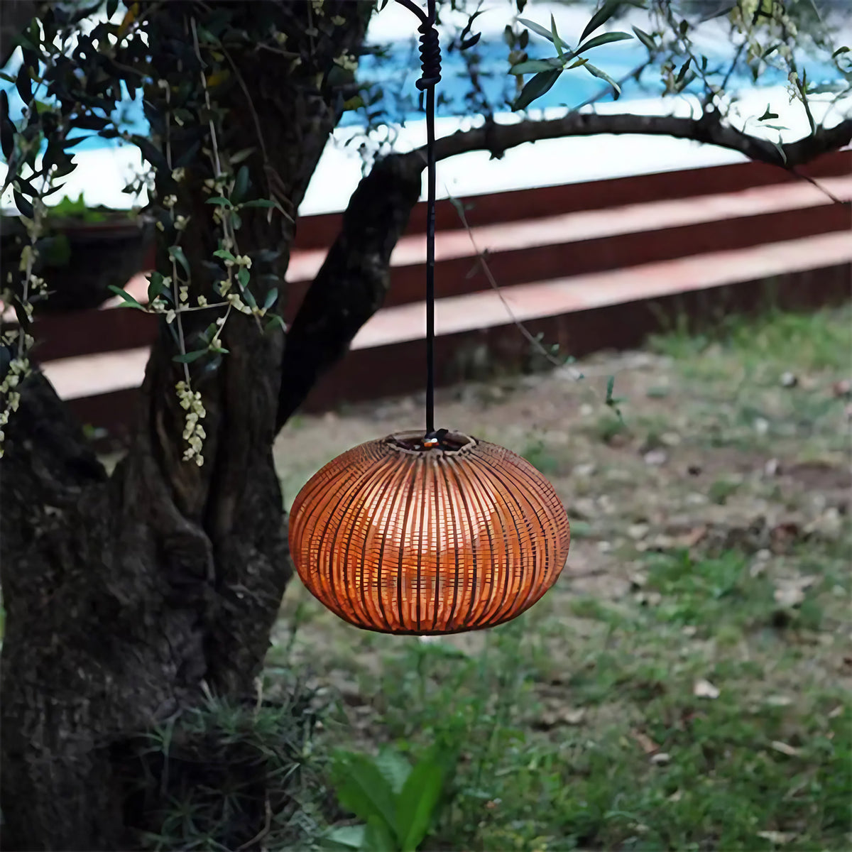Luminaire extérieur en rotin tissé, quatre tailles S à XL